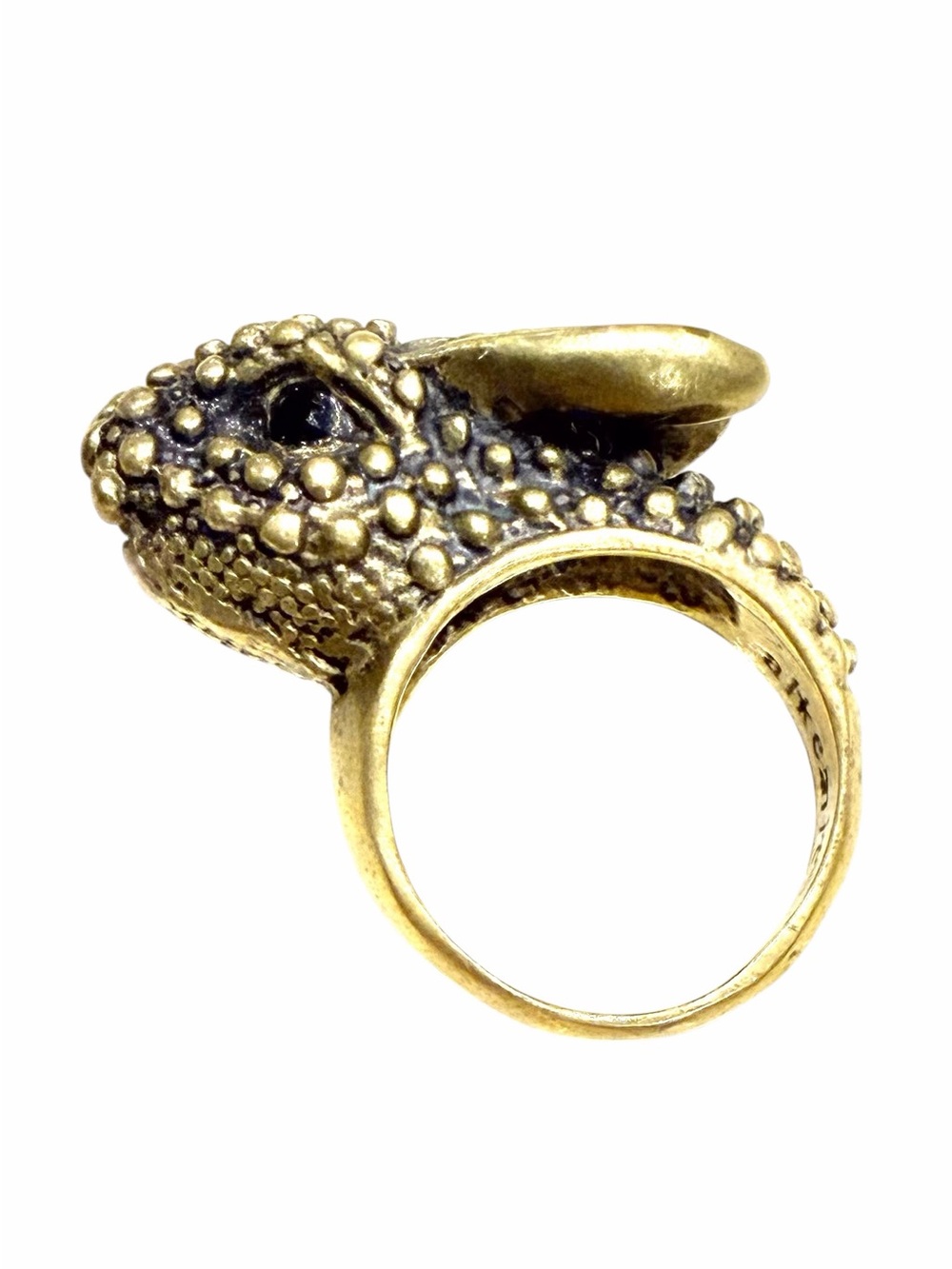Rabbit Ring in Brass. Sculpted and artistic. Unique and Eye Catching Size 6.75